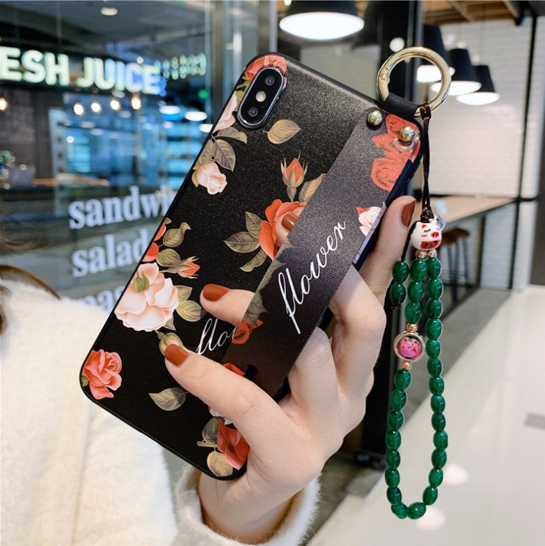 Compatible with Apple, Rose Flowers Wrist Strap phone Cases For iPhone Compatible with Apple, Rose Flowers Wrist Strap phone Cases For iPhone